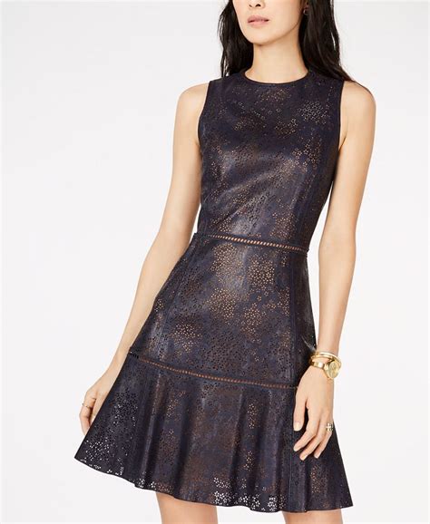 michael michael kors floral-lasercut faux-leather dress|MICHAEL KORS Laser.